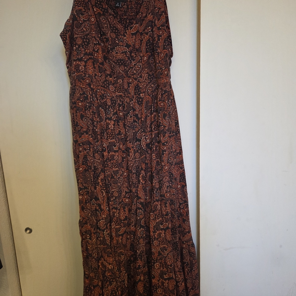Torrid Hanky Hem Orange Brown Paisley Dress 3X - Picture 3 of 5